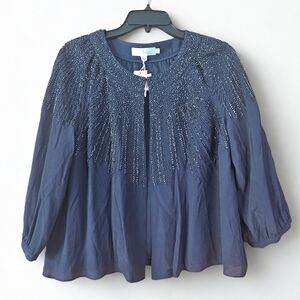 NWT Boden Elegant Navy Blue Beaded Women's Jacket Size 6
